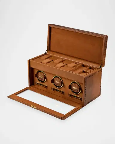 Wolf Brogue Triple Watch Winder with Storage | Thumbnail 3 Wolf Brogue Triple Watch Winder with Storage | Thumbnail 3