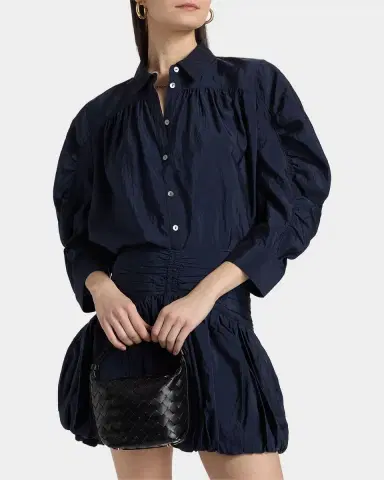 Cinq à Sept Lazo Gathered Sleeve Button-Front Top | Thumbnail 4 Cinq à Sept Lazo Gathered Sleeve Button-Front Top | Thumbnail 4