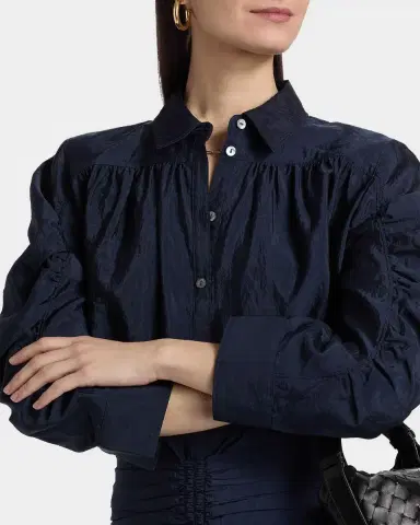 Cinq à Sept Lazo Gathered Sleeve Button-Front Top | Thumbnail 5 Cinq à Sept Lazo Gathered Sleeve Button-Front Top | Thumbnail 5