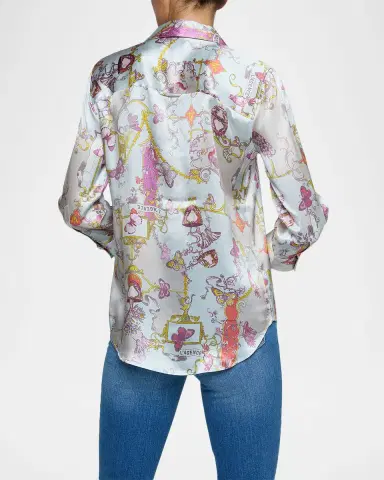 L'AGENCE Butterfly-Print Silk Charmeuse Blouse | Thumbnail 3 L'AGENCE Butterfly-Print Silk Charmeuse Blouse | Thumbnail 3