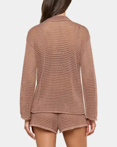 L'AGENCE Mariana Shimmer Pointelle-Knit Shirt | Thumbnail 3 L'AGENCE Mariana Shimmer Pointelle-Knit Shirt | Thumbnail 3