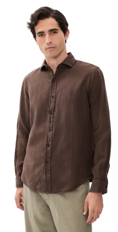 Polo Ralph Lauren Linen Button Down Shirt Nutmeg Brown | Thumbnail 1 Polo Ralph Lauren Linen Button Down Shirt Nutmeg Brown | Thumbnail 1