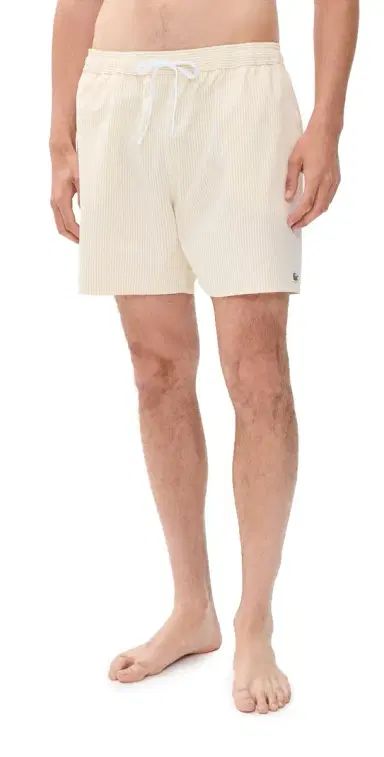 Lacoste Seersucker Swim Shorts Yellow | Thumbnail 1 Lacoste Seersucker Swim Shorts Yellow | Thumbnail 1