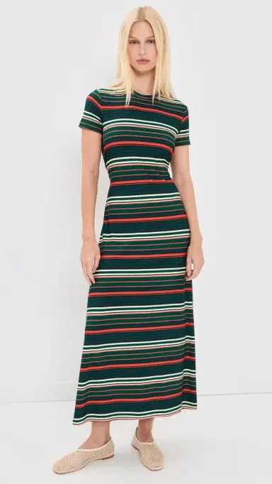 Proenza Schouler White Label Noelle Dress in Striped Jersey Spruce ulti | Thumbnail 2 Proenza Schouler White Label Noelle Dress in Striped Jersey Spruce ulti | Thumbnail 2