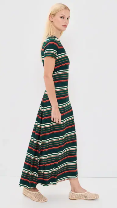 Proenza Schouler White Label Noelle Dress in Striped Jersey Spruce ulti | Thumbnail 4 Proenza Schouler White Label Noelle Dress in Striped Jersey Spruce ulti | Thumbnail 4