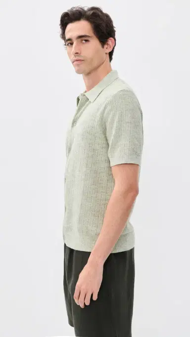 NN07 Nolan Button Down Polo Sweater age Moulin | Thumbnail 4 NN07 Nolan Button Down Polo Sweater age Moulin | Thumbnail 4