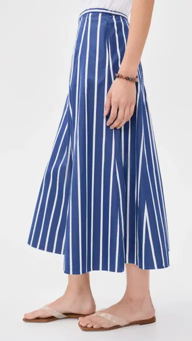 Madewell A-Line Midi Skirt in Poplin Petrol Navy tripe | Thumbnail 4 Madewell A-Line Midi Skirt in Poplin Petrol Navy tripe | Thumbnail 4