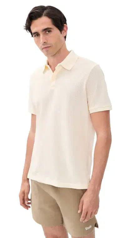 Polo Ralph Lauren Textured Pique Knit Polo Pale Cream | Thumbnail 1 Polo Ralph Lauren Textured Pique Knit Polo Pale Cream | Thumbnail 1