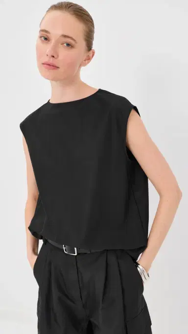 Tibi ummer Nylon Sleeveless Cocoon Top Black | Thumbnail 2 Tibi ummer Nylon Sleeveless Cocoon Top Black | Thumbnail 2