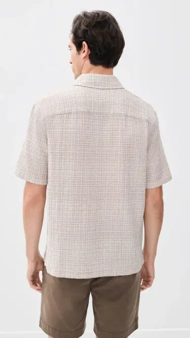 Theory Short Sleeve Shirt in Mini Textured Check orel ulti | Thumbnail 3 Theory Short Sleeve Shirt in Mini Textured Check orel ulti | Thumbnail 3