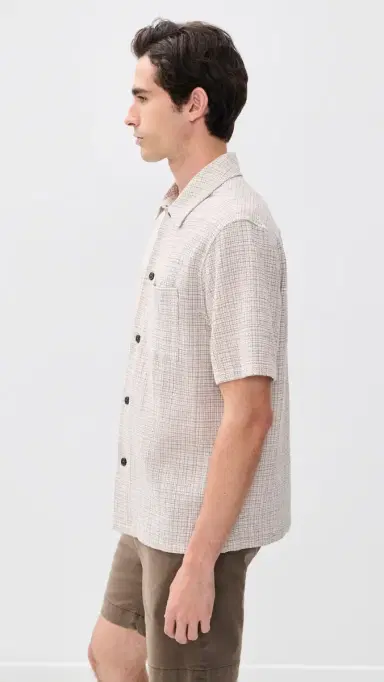 Theory Short Sleeve Shirt in Mini Textured Check orel ulti | Thumbnail 4 Theory Short Sleeve Shirt in Mini Textured Check orel ulti | Thumbnail 4