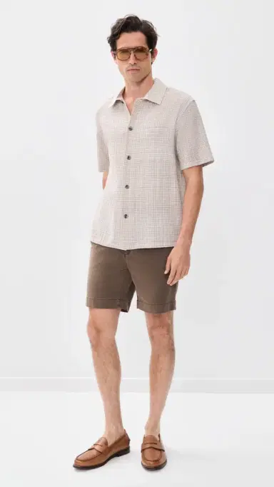 Theory Short Sleeve Shirt in Mini Textured Check orel ulti | Thumbnail 5 Theory Short Sleeve Shirt in Mini Textured Check orel ulti | Thumbnail 5