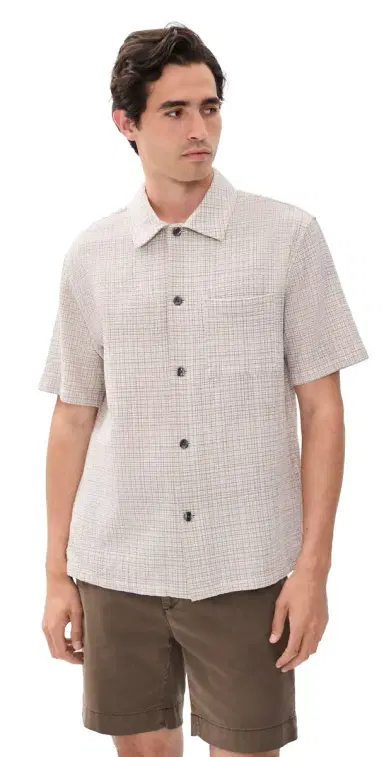 Theory Short Sleeve Shirt in Mini Textured Check orel ulti | Thumbnail 1 Theory Short Sleeve Shirt in Mini Textured Check orel ulti | Thumbnail 1
