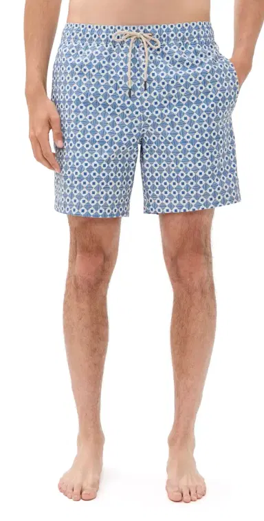 Fair Harbor The Bayberry Swim Trunks 7 Seersucker Sea Blue Tiles M | Thumbnail 1 Fair Harbor The Bayberry Swim Trunks 7 Seersucker Sea Blue Tiles M | Thumbnail 1