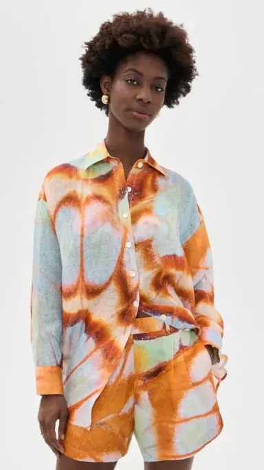 vitamin A Playa Linen Boyfriend Coverup Shirt Malachite Butterfly | Thumbnail 2 vitamin A Playa Linen Boyfriend Coverup Shirt Malachite Butterfly | Thumbnail 2
