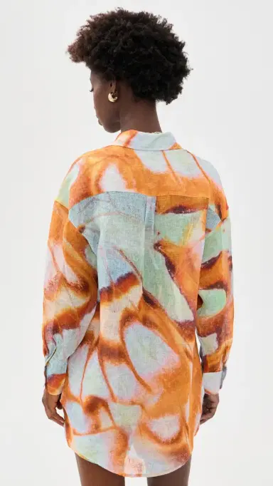 vitamin A Playa Linen Boyfriend Coverup Shirt Malachite Butterfly | Thumbnail 3 vitamin A Playa Linen Boyfriend Coverup Shirt Malachite Butterfly | Thumbnail 3