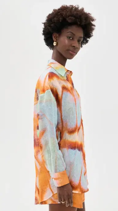 vitamin A Playa Linen Boyfriend Coverup Shirt Malachite Butterfly | Thumbnail 4 vitamin A Playa Linen Boyfriend Coverup Shirt Malachite Butterfly | Thumbnail 4