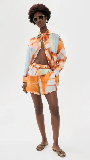 vitamin A Playa Linen Boyfriend Coverup Shirt Malachite Butterfly | Thumbnail 5 vitamin A Playa Linen Boyfriend Coverup Shirt Malachite Butterfly | Thumbnail 5