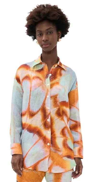 vitamin A Playa Linen Boyfriend Coverup Shirt Malachite Butterfly | Thumbnail 1 vitamin A Playa Linen Boyfriend Coverup Shirt Malachite Butterfly | Thumbnail 1