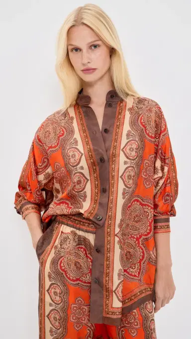 Zimmermann Silk Mahon Dolman Shirt Tangerine Paisley 2 | Thumbnail 2 Zimmermann Silk Mahon Dolman Shirt Tangerine Paisley 2 | Thumbnail 2