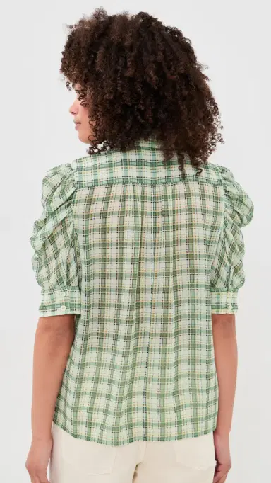 Frame The Gillian Top Jade Green Plaid M | Thumbnail 3 Frame The Gillian Top Jade Green Plaid M | Thumbnail 3