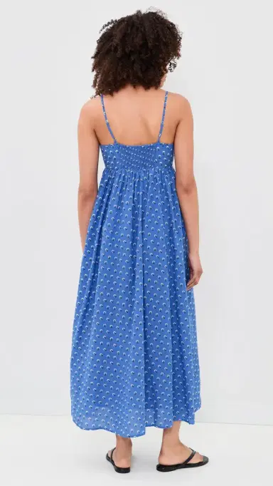 Madewell Empire-Waist Midi Dress Fan Floral Foulard Retro Blue | Thumbnail 3 Madewell Empire-Waist Midi Dress Fan Floral Foulard Retro Blue | Thumbnail 3