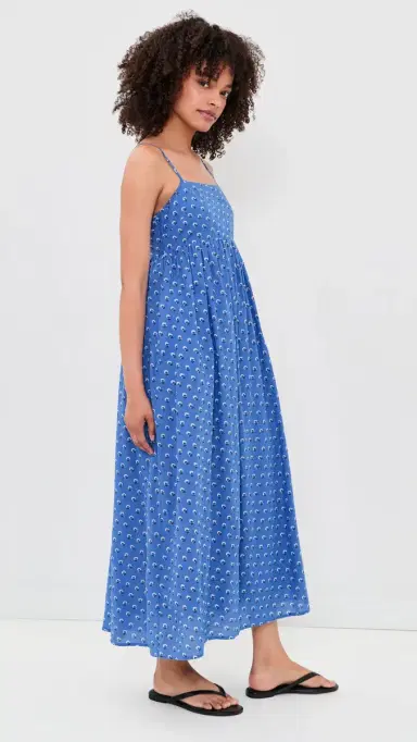 Madewell Empire-Waist Midi Dress Fan Floral Foulard Retro Blue | Thumbnail 4 Madewell Empire-Waist Midi Dress Fan Floral Foulard Retro Blue | Thumbnail 4