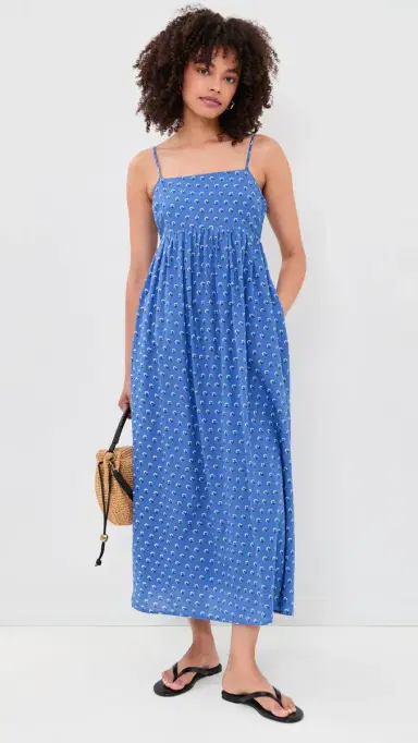 Madewell Empire-Waist Midi Dress Fan Floral Foulard Retro Blue | Thumbnail 5 Madewell Empire-Waist Midi Dress Fan Floral Foulard Retro Blue | Thumbnail 5