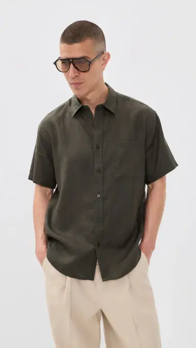 NN07 Deon Linen Shirt Dark Army | Thumbnail 2 NN07 Deon Linen Shirt Dark Army | Thumbnail 2