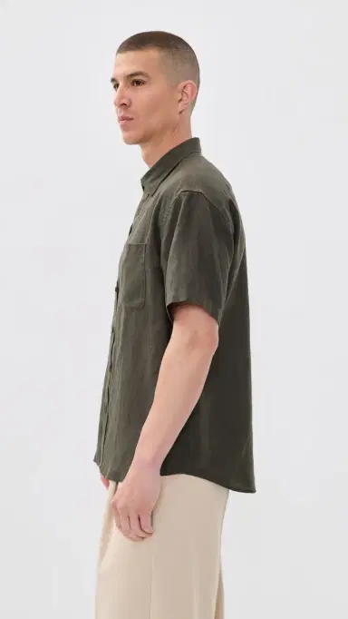 NN07 Deon Linen Shirt Dark Army | Thumbnail 4 NN07 Deon Linen Shirt Dark Army | Thumbnail 4