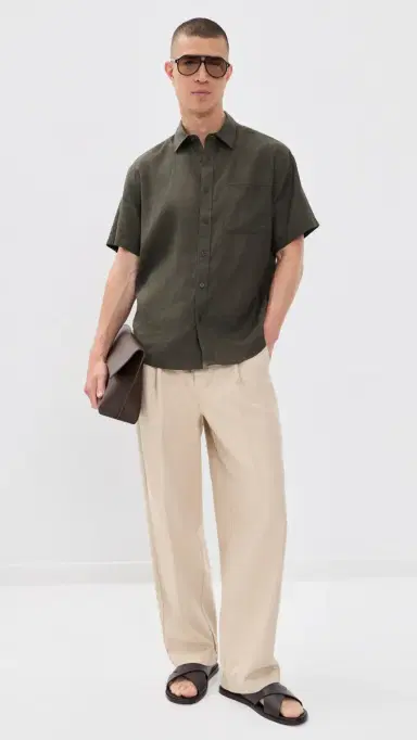 NN07 Deon Linen Shirt Dark Army | Thumbnail 5 NN07 Deon Linen Shirt Dark Army | Thumbnail 5