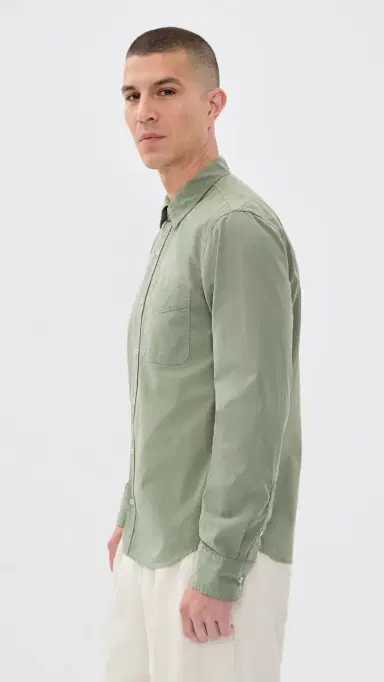 Save Khaki Poplin Standard Button Down Shirt | Thumbnail 4 Save Khaki Poplin Standard Button Down Shirt | Thumbnail 4