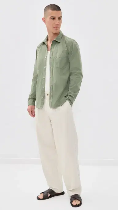 Save Khaki Poplin Standard Button Down Shirt | Thumbnail 5 Save Khaki Poplin Standard Button Down Shirt | Thumbnail 5
