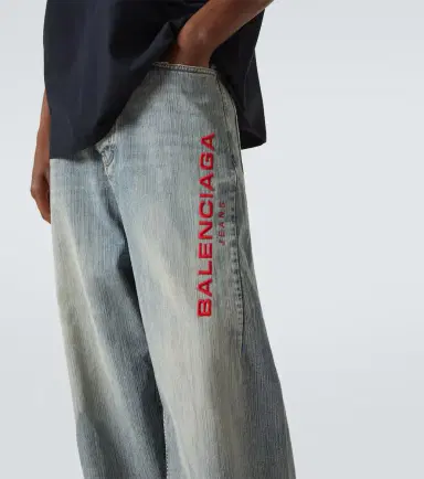 Balenciaga Logo embroidered wide-leg jeans | Thumbnail 4 Balenciaga Logo embroidered wide-leg jeans | Thumbnail 4