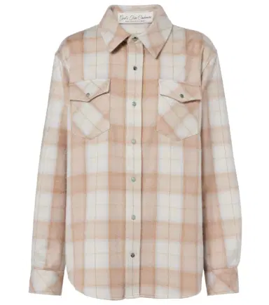 God’s True Cashmere Champagne Tartan cashmere shirt with emerald | Thumbnail 1 God’s True Cashmere Champagne Tartan cashmere shirt with emerald | Thumbnail 1