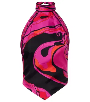 PUCCI Orchidee halterneck silk twill top | Thumbnail 1 PUCCI Orchidee halterneck silk twill top | Thumbnail 1