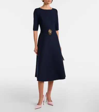 Oscar de la Renta Belted wool-blend midi dress | Thumbnail 2 Oscar de la Renta Belted wool-blend midi dress | Thumbnail 2