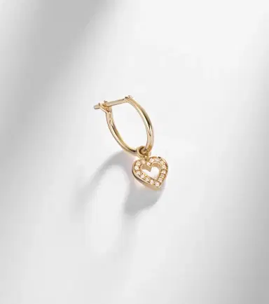 Sophie Bille Brahe Lettre De Mini Caur 18kt gold single hoop earring with diamonds | Thumbnail 4 Sophie Bille Brahe Lettre De Mini Caur 18kt gold single hoop earring with diamonds | Thumbnail 4