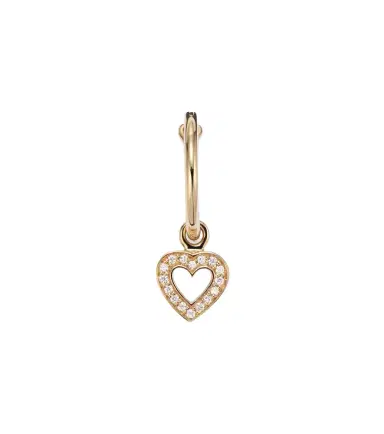 Sophie Bille Brahe Lettre De Mini Caur 18kt gold single hoop earring with diamonds | Thumbnail 1 Sophie Bille Brahe Lettre De Mini Caur 18kt gold single hoop earring with diamonds | Thumbnail 1
