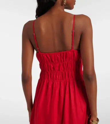Staud Ayla shirred linen midi dress | Thumbnail 5 Staud Ayla shirred linen midi dress | Thumbnail 5