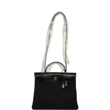HERMÈS Hermes Herbag Zip 31 PM Black Military Canvas & Vache Hunter Palladium Hardware | Thumbnail 6 HERMÈS Hermes Herbag Zip 31 PM Black Military Canvas & Vache Hunter Palladium Hardware | Thumbnail 6
