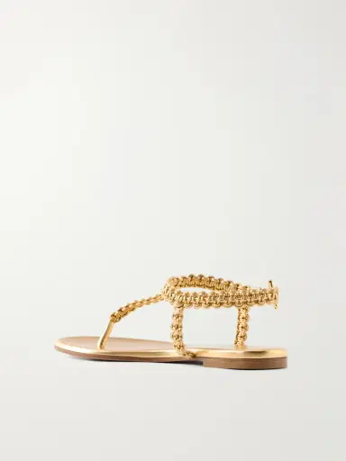 Gianvito Rossi 5 Braided Metallic Leather Thong Sandals | Thumbnail 3 Gianvito Rossi 5 Braided Metallic Leather Thong Sandals | Thumbnail 3