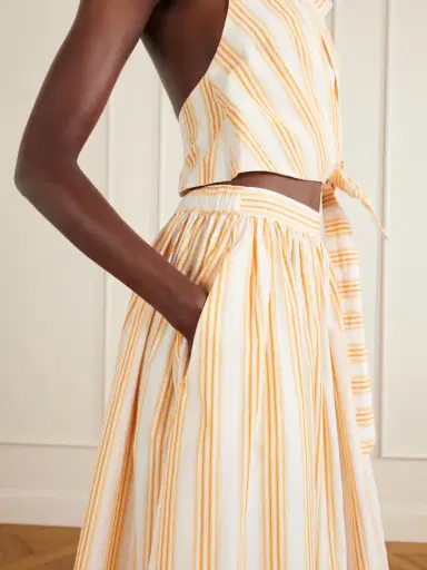 Rosie Assoulin Easy Does It Pleated Striped Cotton-poplin Midi Skirt | Thumbnail 5 Rosie Assoulin Easy Does It Pleated Striped Cotton-poplin Midi Skirt | Thumbnail 5