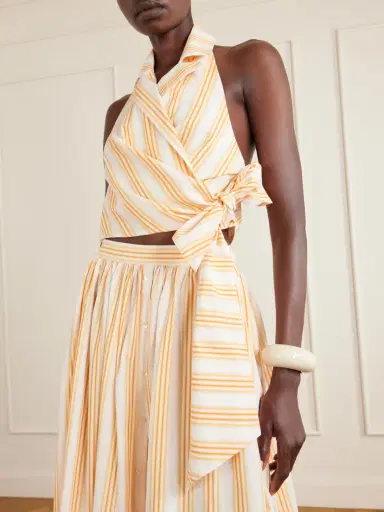 Rosie Assoulin Wrapped Up Tie-detailed Striped Cotton Halterneck Blouse | Thumbnail 4 Rosie Assoulin Wrapped Up Tie-detailed Striped Cotton Halterneck Blouse | Thumbnail 4