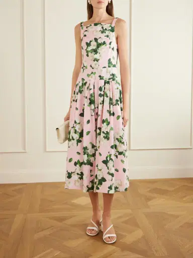 Carolina Herrera Floral-printed Cotton-blend Midi Dress | Thumbnail 2 Carolina Herrera Floral-printed Cotton-blend Midi Dress | Thumbnail 2