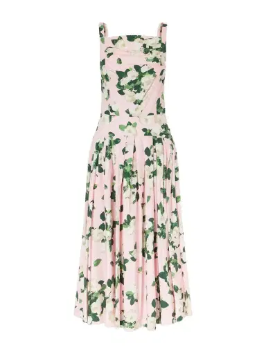Carolina Herrera Floral-printed Cotton-blend Midi Dress | Thumbnail 1 Carolina Herrera Floral-printed Cotton-blend Midi Dress | Thumbnail 1