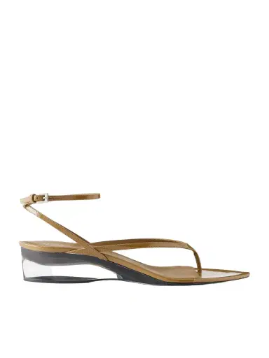 Alaïa Patent Leather And Plexiglass Wedge Sandals | Thumbnail 1 Alaïa Patent Leather And Plexiglass Wedge Sandals | Thumbnail 1