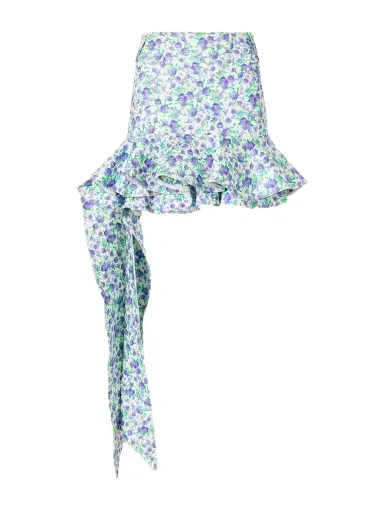 Rabanne Tie-detailed Ruffled Floral-print Stretch-jersey Mini Skirt | Thumbnail 1 Rabanne Tie-detailed Ruffled Floral-print Stretch-jersey Mini Skirt | Thumbnail 1