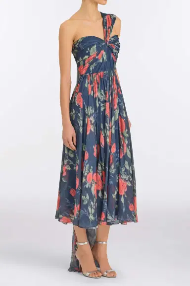 Markarian Erica Red Bloom Chiffon Midi Dress | Thumbnail 3 Markarian Erica Red Bloom Chiffon Midi Dress | Thumbnail 3