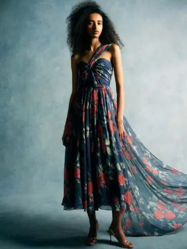 Markarian Erica Red Bloom Chiffon Midi Dress | Thumbnail 7 Markarian Erica Red Bloom Chiffon Midi Dress | Thumbnail 7